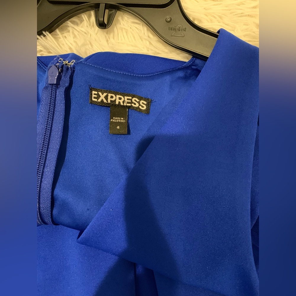 Express: royal blue dress with cutouts to sides